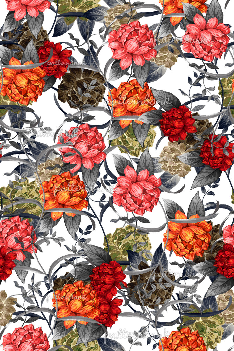 Seamless Cycling Hand-Painted Flowers by chenpei Seamless Repeat ...