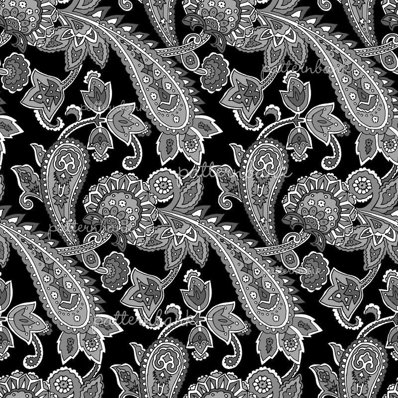 CLJL00139F Black and Grey Paisley by Christine Lara Seamless Repeat ...