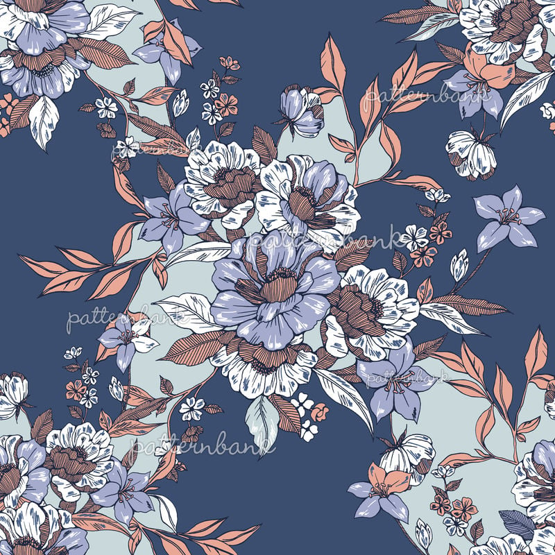 Hand Drawn Batik Flower_002 by Pattern Print Studio Seamless Repeat ...