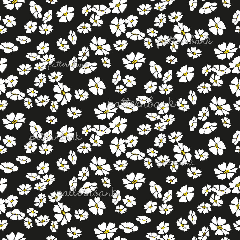 Minute Details - Ditsy - Flowers - Blooms - Blossoms - Black by Sonja ...