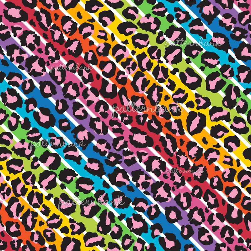 Diagonal Rainbow Stripe Leopard Animal Print by Tracy Miller Seamless