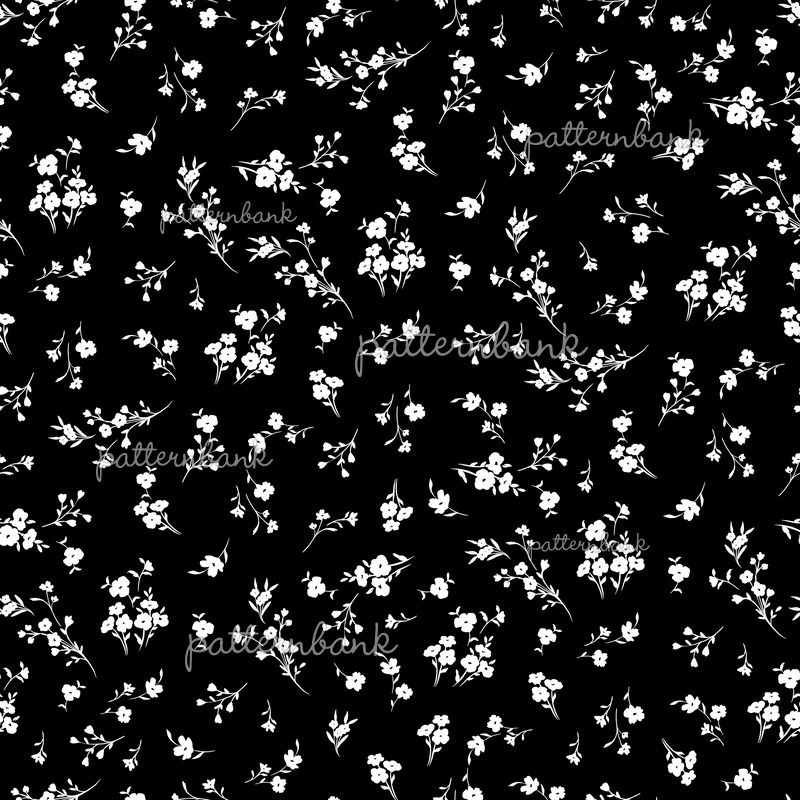 Black and White Ditsy Floral by Lauren Thomas Designs Seamless Repeat ...
