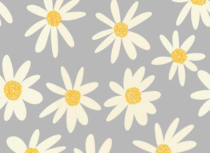 Daisy Doodle Gray by Little Squirrel Studio Seamless Repeat
