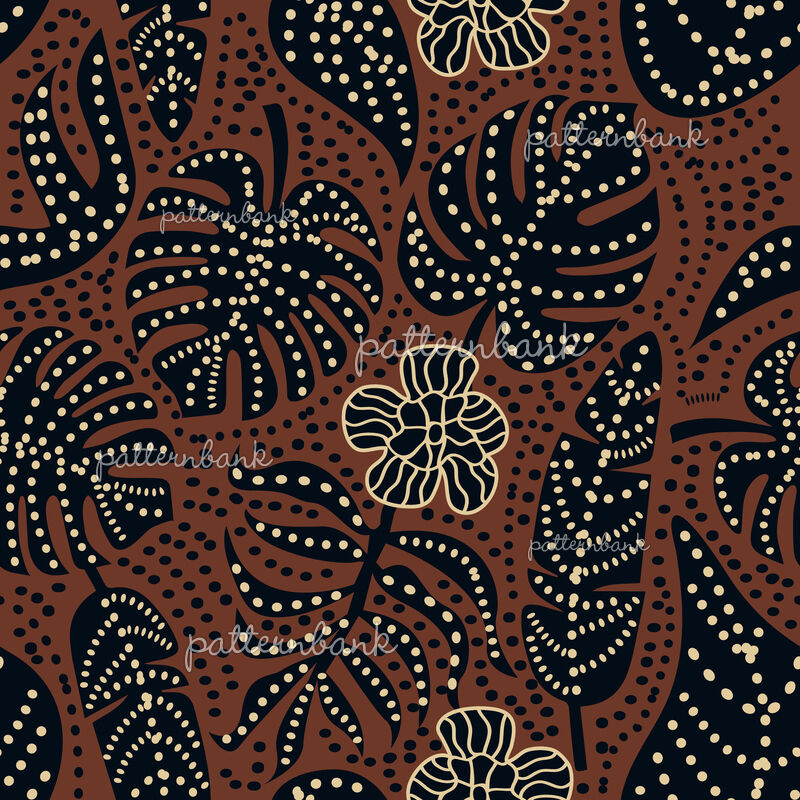 Earth Tones - Tropical Print by Svetlana Kononova Seamless Repeat ...