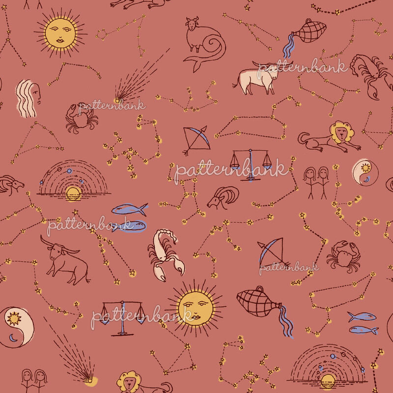 Celestial Zodiac Terracota by Eva Tania Seamless Repeat Royalty-Free ...